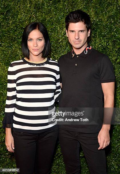 Leigh Lezark and Geordon Nicol attend the Saks Downtown x Vogue event at Saks Downtown on September 8, 2016 in New York City.
