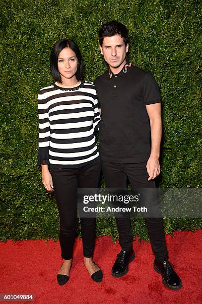 Leigh Lezark and Geordon Nicol attend the Saks Downtown x Vogue event at Saks Downtown on September 8, 2016 in New York City.