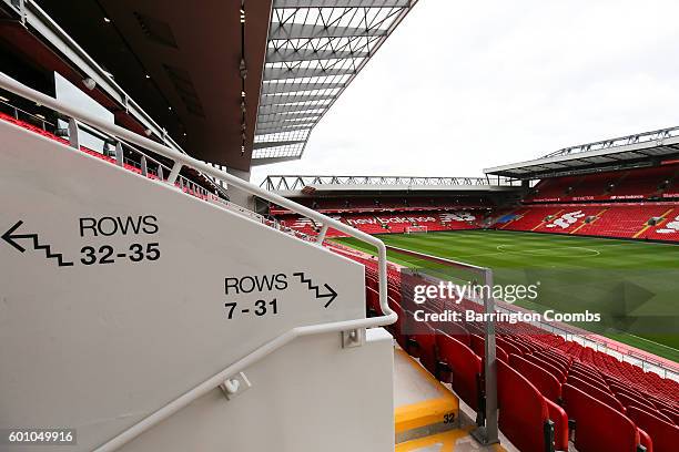 General view during the opening event of the Anfield Home of Liverpool Main Stand, at Anfield on September 9, 2016 in Liverpool, England.