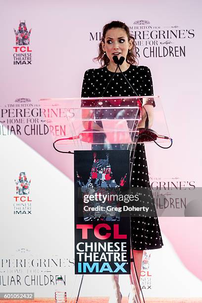 Actress Winona Ryder attends the Tim Burton Hand And Footprint Ceremony at TCL Chinese 6 Theatres on September 8, 2016 in Hollywood, California.