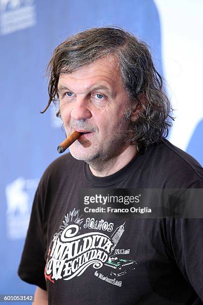 Emir Kusturica attends a photocall for 'On The Milky Road' during the 73rd Venice Film Festival at Palazzo del Casino on September 9, 2016 in Venice,...