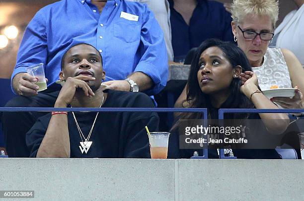 Russell Westbrook and his wife Nina Earl attend the women's semifinals during day 11 of the 2016 US Open at USTA Billie Jean King National Tennis...