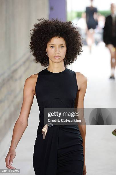 Model walks the runway at the CG by Chris Gelinas Spring Summer 2017 fashion show during New York Fashion Week on September 9, 2016 in New York,...