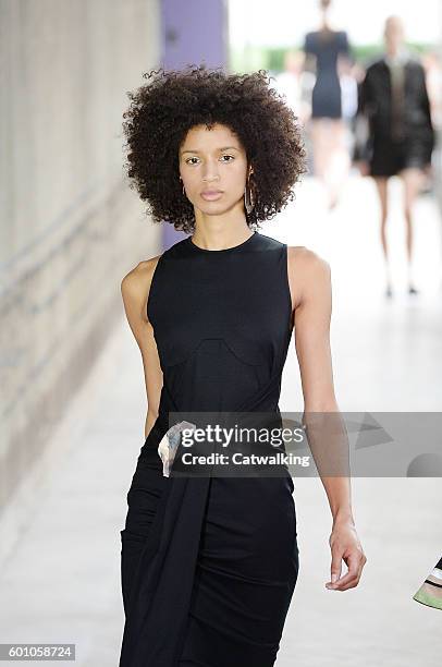 Model walks the runway at the CG by Chris Gelinas Spring Summer 2017 fashion show during New York Fashion Week on September 9, 2016 in New York,...