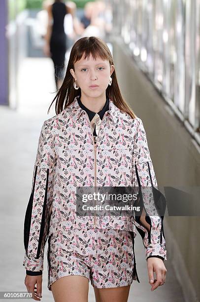 Model walks the runway at the CG by Chris Gelinas Spring Summer 2017 fashion show during New York Fashion Week on September 9, 2016 in New York,...