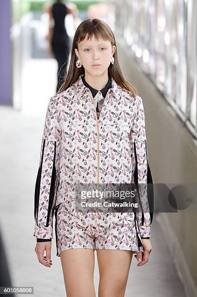 Model walks the runway at the CG by Chris Gelinas Spring Summer 2017 fashion show during New York Fashion Week on September 9, 2016 in New York,...