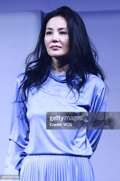 Singer Faye Wong attends a press conference for her concert on September 9, 2016 in Beijing, China.