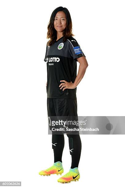 Yuki Nagasato of 1. FFC Frankfurt poses during the Allianz Women's Bundesliga Club Tour on September 2, 2016 in Frankfurt, Germany.