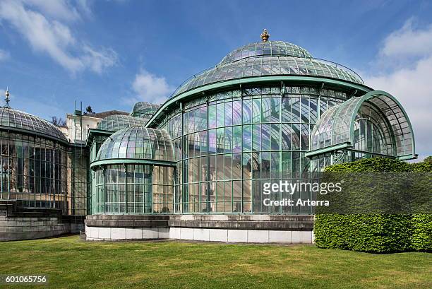 Royal Greenhouses of Laeken in Art Nouveau style, designed by Alphonse Balat in the park of the Royal Palace of Laken, Brussels, Belgium.