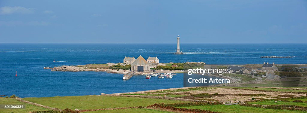 Lighthouse and lifeboat station in the Goury port near Auderville at the Cap de La Hague