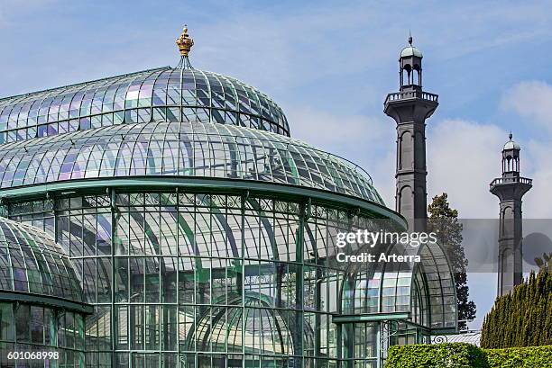 Royal Greenhouses of Laeken in Art Nouveau style, designed by Alphonse Balat in the park of the Royal Palace of Laken, Brussels, Belgium.