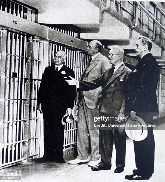 Photographic print of the jail cell of Al Capone an American gangster during the Prohibition era. Dated 20th Century.