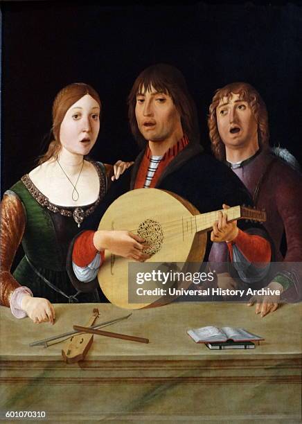 Painting titled 'A Concert' by Lorenzo Costa an Italian painter of the Renaissance. Dated 15th Century.