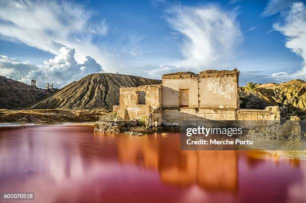 red water from mines. mines of mazarrón murcia - land mine stock pictures, royalty-free photos & images