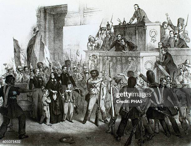 France. Liberal Revolution, 1848. Popular uprising to force the abdication of King Louis Philippe of Orleans and proclaim the Second Republic ....