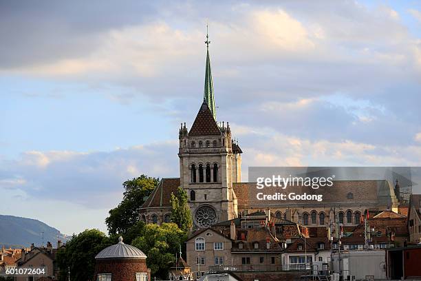 St Pierre Cathedral. The cathedral belongs to the Reformed Protestant Church of Geneva, Switzerland.