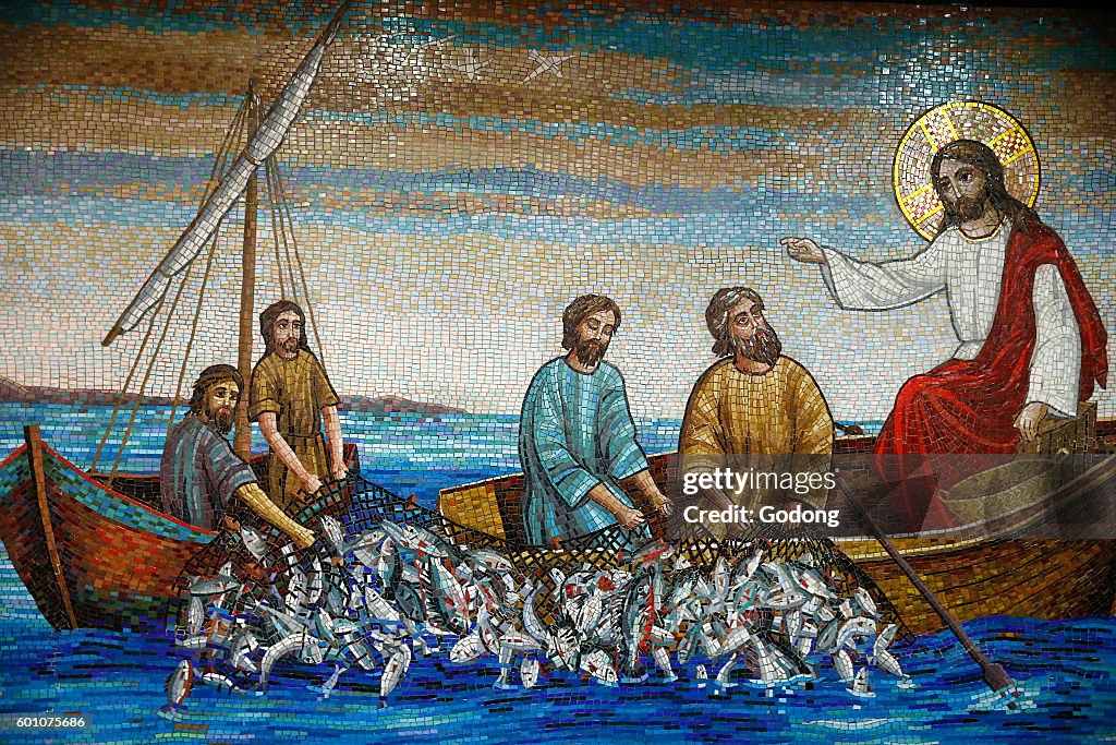 Coptic Fish Saint Michel & Saint George coptic church, Villejuif. Mosaic: the ...