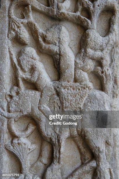 San Giovanni al Sepolcro temple, Relief carvings. Brindisi, Italy.