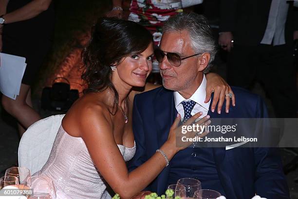 Veronica Bocelli and Andrea Bocelli attend the Basilica di Santa Croce Dinner and Reception as part of Celebrity Fight Night Italy benefitting the...