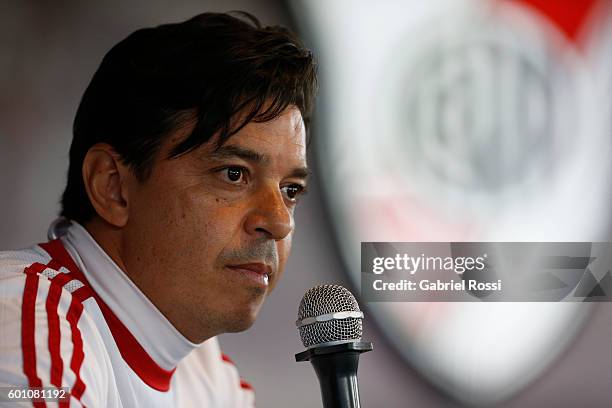 Marcelo Gallardo coach of River Plate speaks during a press conference at River Plate's training camp on September 09, 2016 in Ezeiza, Argentina.