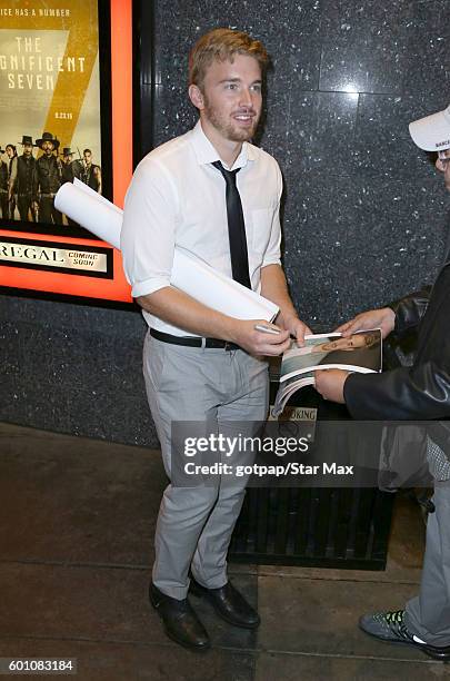 Chandler Massey is seen outside the premiere of "Standoff" on September 8, 2016 arriving to the premiere of "Sully" in Los Angeles, CA.