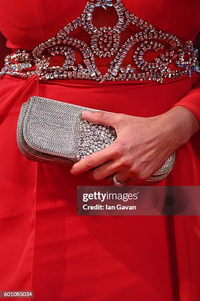 Isabelle Adriani, bag detail, attends the premiere of 'On The Milky Road' during the 73rd Venice Film Festival at Sala Grande on September 9, 2016 in...