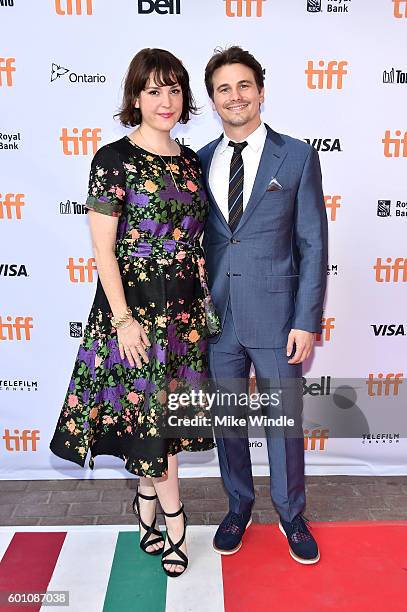 Actors Melanie Lynskey and Jason Ritter attend the "Carrie Pilby" premiere during the 2016 Toronto International Film Festival at Ryerson Theatre on...