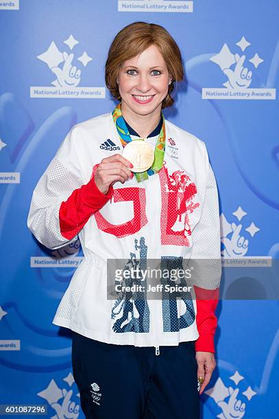 Joanna Rowsell Shand arrives for the National Lottery Awards 2016 at The London Studios on September 9, 2016 in London, England.