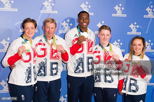 Hannah Macleod, Nick Skelton, Lutalo Muhammad, Nile Wilson and Amy Tinkler arrive for the National Lottery Awards 2016 at The London Studios on...