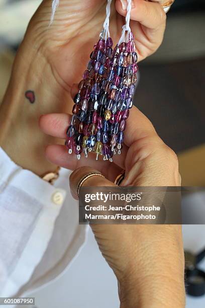 Lucia Silvestri, creative director at Bulgari is photographed evaluating Bulgari jewelry for Le Figaro on February 15, 2016 in Jaipur, India. CREDIT...