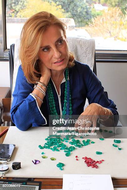 Lucia Silvestri, creative director at Bulgari is photographed evaluating gemstones for Le Figaro on February 15, 2016 in Jaipur, India. CREDIT MUST...