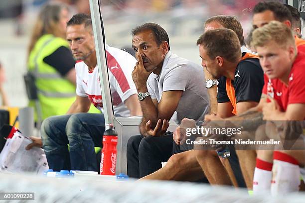 Joos Luhukay, head coach of Stuttgart looks on during the Second Bundesliga match between VfB Stuttgart and 1. FC Heidenheim 1846 at Mercedes-Benz...