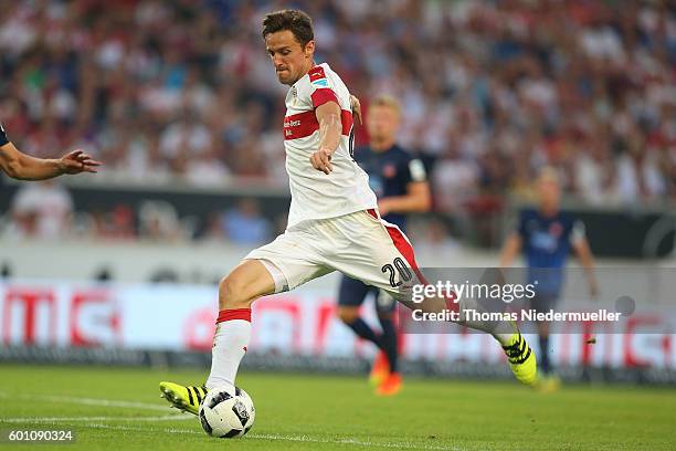 Christian Gentner of Stuttgart runs with the ball during the Second Bundesliga match between VfB Stuttgart and 1. FC Heidenheim 1846 at Mercedes-Benz...