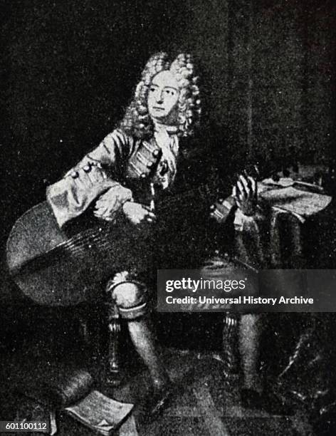 Portrait of Marin Marais a French composer and viol player. Dated 18th Century.
