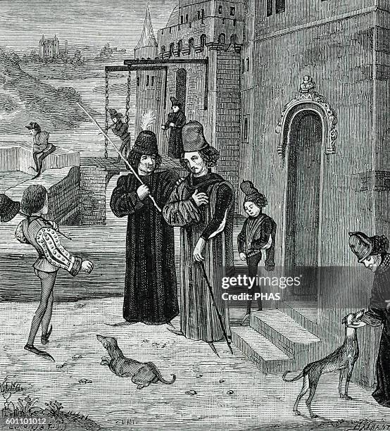 John V, Duke of Brittany called the Conqueror. Chronicles of Jean Froissart. Engraving, 1881.