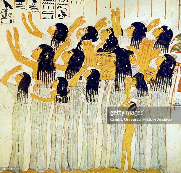Egyptian tomb wall painting from Thebes, Luxor. Dated 11th Century BC.
