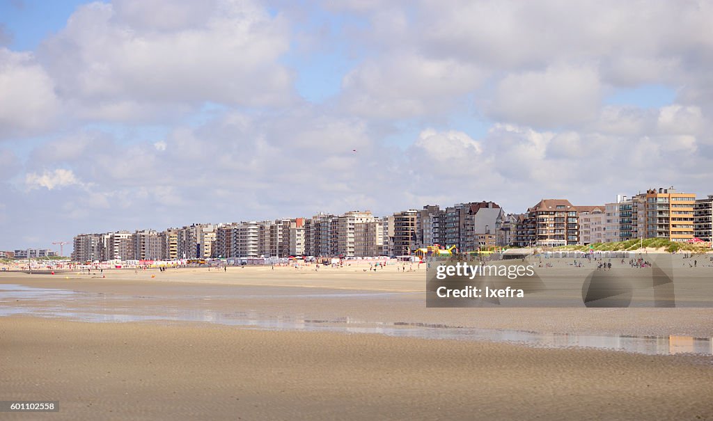 The residential buildings along the Belgium coast.