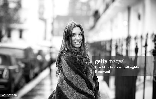 beautiful serbian woman smiling - jc bonassin stock-fotos und bilder