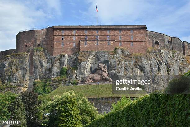 Belfort : the Lion de Belfort, at the bottom of the citadel, registered as a French 'Monuments Historiques' .