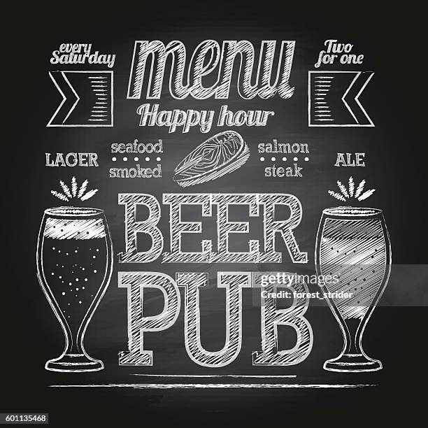 kreide-bierglas auf tafel - pint stock-grafiken, -clipart, -cartoons und -symbole