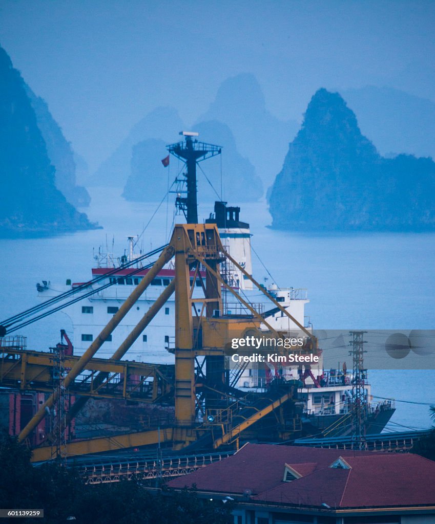 Coal loading to China in Cha Ong, Ha Long Bay