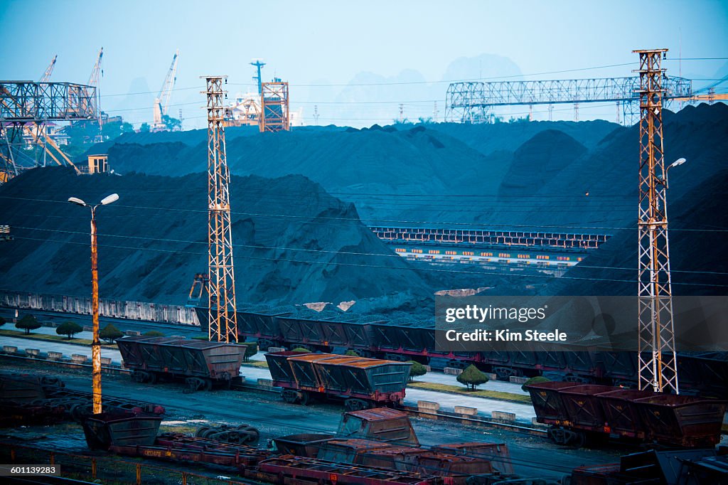 Coal loading to China in Cha Ong, Ha Long Bay