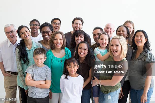 diverse family group - group of kids stock pictures, royalty-free photos & images