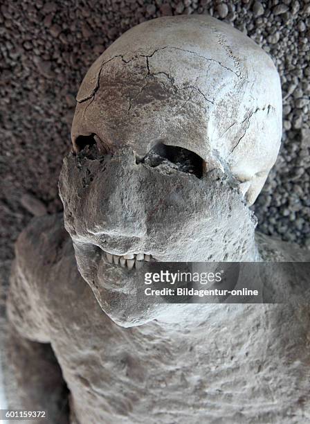 Victims of the ash-fall in the garden of refugees, Pompeii, Campania, Italy.