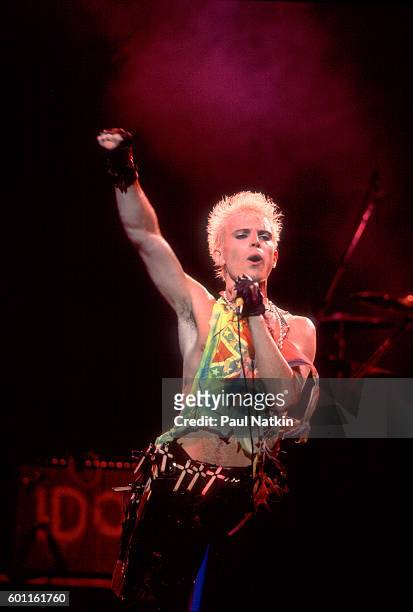 Billy Idol performing at the Poplar Creek Music Theater in Hoffman Estates, Illinois, June 1, 1984.