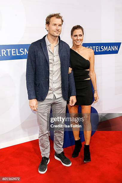 Former goal keeper Jens Lehmann and his wife Conny Lehmann attend the Bertelsmann Summer Party at Bertelsmann Repraesentanz on September 8, 2016 in...