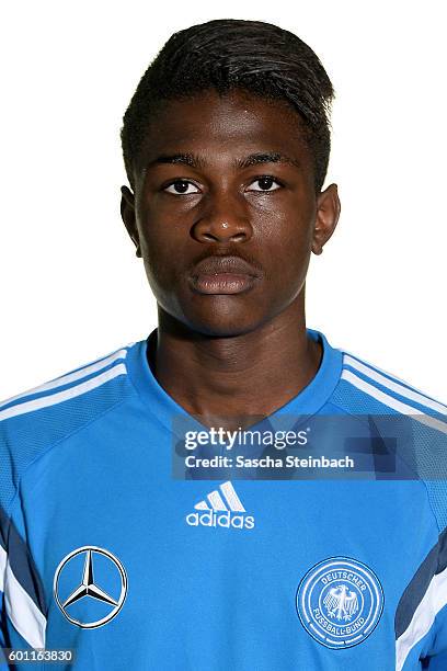 Kevin Vangu Phambu Bukusu poses during the Germany U16 Team Presentation on September 9, 2016 in Kamen, Germany.