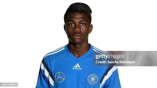 Kevin Vangu Phambu Bukusu poses during the Germany U16 Team Presentation on September 9, 2016 in Kamen, Germany.