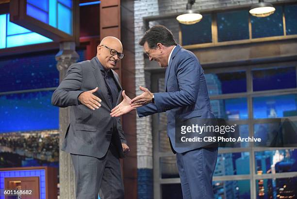 The Late Show With Stephen Colbert: With guest Larry Wilmore during Thursday's 9/1/16 taping in New York.
