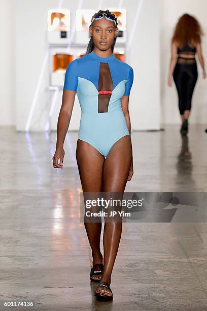 Model walks the runway at Chromat fashion show during MADE Fashion Week at Milk Studios on September 9, 2016 in New York City.